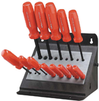 13 Piece - .050 - 3/8" Screwdriver Style - Ball End Hex Driver Set with Stand - Caliber Tooling