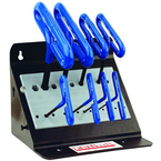 8 Piece - 2.0 - 10mm T-Handle Style - 9'' Arm- Hex Key Set with Plain Grip in Stand - Caliber Tooling