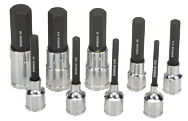 9 Piece - 5/32; 3/5; 7/32; 1/4; 5/16; 3/8; 1/2; 9/16; 5/8" - 2" OAL - Pro Hold® Socket Bit Set - Caliber Tooling