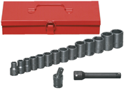 16 Piece - #9324566 - 10 to 27mm - 1/2" Drive - 6 Point - Metric Deep Impact Socket Set - Caliber Tooling