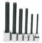 6 Piece - 1/4; 5/16; 3/8; 1/2; 9/16; 5/8" - 1/2" Drive - Hex Bit Socket Set - Caliber Tooling