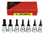 7 Piece - 1/8; 5/32; 3/16; 7/32; 1/4; 5/16; 3/8" - 3/8" Drive - Hex Bit Set - Caliber Tooling