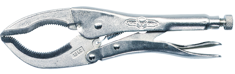 Large Jaw Locking Pliers -- #12LC Plain Grip 0 to 3-1/8'' Capacity 12'' Long - Caliber Tooling