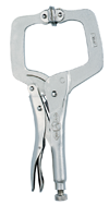 C-Clamp with Swivel Pads -- #11SP Plain Grip 3-3/4'' Capacity 11'' Long - Caliber Tooling