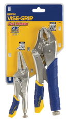 Fast Release Curved Jaw Locking Pliers Set -- 2 Pieces -- Includes: 10" Curved Jaw & 6" Long Nose - Caliber Tooling