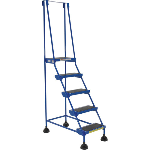 Spring Loaded Roll Ladder 5 Step Blue - Exact Industrial Supply