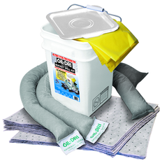 #L90435 Bucket Spill Kit--5 Gallon Bucket Contains: Socks / Perf. Pads / Disposable Bag - Absorbents - Caliber Tooling