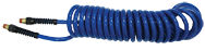 #PU3850BT - 3/8 MPT x 50 Feet - Transparent Blue Polyurethane - 1-Swivel Fitting(s) - Self-Storing Hose - Caliber Tooling