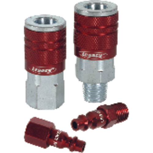 Model A73456D–1/4″ Body × 1/4″ NPT (5 pieces) - Red Industrial Coupler & Plug Kit - Caliber Tooling