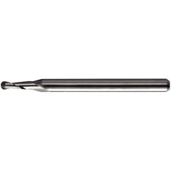 0.062″ Dia. × 1/8″ Shank × 0.186″ DOC × 2″ OAL, Carbide TA, Spiral , 2 Flute, 30° Helix, Ballnose End Mill - Exact Industrial Supply