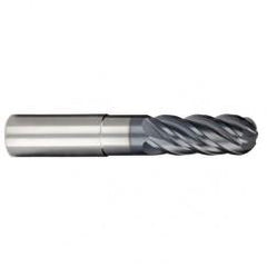 1/4" Dia. - 3/8" LOC - 2-1/2" OAL - Ball Nose 5 FL Carbide S/E HP End Mill-AlCrNX - Caliber Tooling