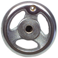 Polished Chrome Plated Handwheel - 12'' Wheel Diameter; 2-5/32'' Hub Diameter; 1/2-13 Threaded Handle Hole; 3/4'' Threaded Center Hole - Caliber Tooling