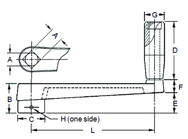 Broached Crank Handle - 1/2'' Hole Diameter; 2-1/2'' Handle Length; 3.94'' Width - Caliber Tooling