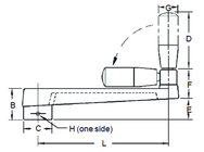 Broached Foldable Crank Handle - 1/2'' Hole Diameter; 2'' Handle Length; 3.94'' Width - Caliber Tooling