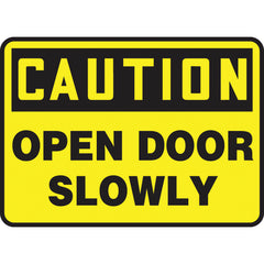 Sign, Caution Open Door Slowly, 10″ × 14″, Aluminum - Caliber Tooling