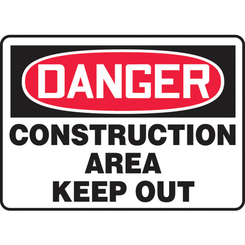 Sign, Danger Construction Area Keep Out, 7″ × 10″, Vinyl - Caliber Tooling