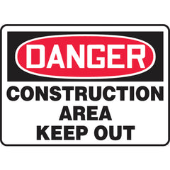 Sign, Danger Construction Area Keep Out, 10″ × 14″, Plastic - Caliber Tooling