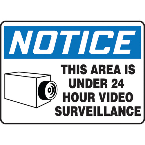 Sign, Notice This Area Is Under 24 Hour Video Surveillance, 10″ × 14″, Vinyl - Caliber Tooling