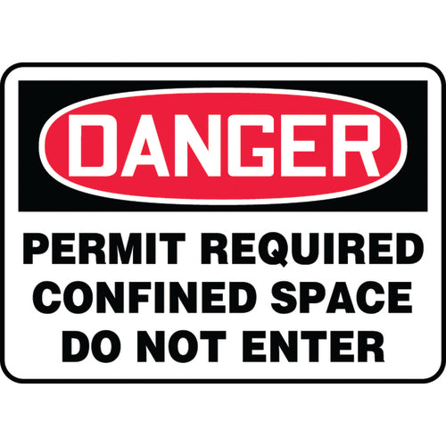 Sign, Danger Permit Required Confined Space Do Not Enter, 10″ × 14″, Aluminum - Caliber Tooling