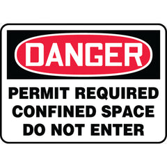 Sign, Danger Permit Required Confined Space Do Not Enter, 7″ × 10″, Vinyl - Caliber Tooling