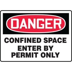 Sign, Danger Confined Space Enter By Permit Only, 10″ × 14″, Plastic - Caliber Tooling