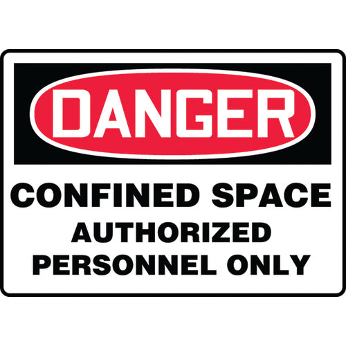 Sign, Danger Confined Space Authorized Personnel Only, 7″ × 10″, Plastic - Caliber Tooling