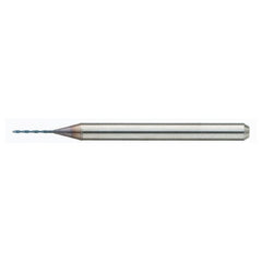 MDSS0050-ACF40B 0.5 mm Dia. × 0.5 mm Shank × 6 mm Flute Length × 38 mm OAL, PVD, External Coolant, Cylindrical Solid Carbide Drill - Exact Industrial Supply