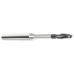 3mm Dia. - 3mm LOC - 57mm OAL - .15mm C/R 2 FL Carbide End Mill with 3mm Reach-Nano Coated - Caliber Tooling