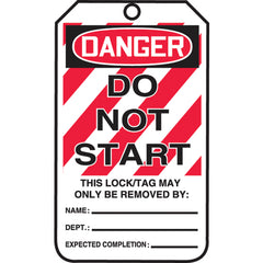 Lockout Tag, Danger Do Not Start, 25/Pk, Cardstock - Caliber Tooling