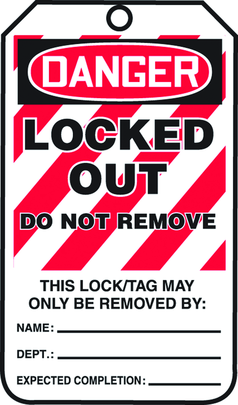 Lockout Tag, Danger Locked Out, 25/Pk, Laminate - Caliber Tooling