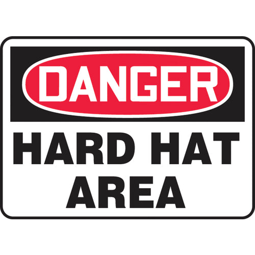 Sign, Danger Hard Hat Area, 10″ × 14″, Plastic - Caliber Tooling