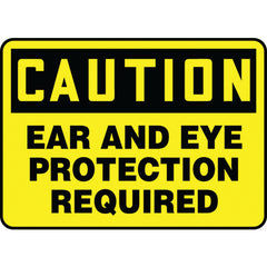 Sign, Caution Ear And Eye Protection Required, 10″ × 14″, Aluminum - Caliber Tooling