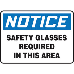 Sign, Notice Safety Glasses Required In This Area, 10″ × 14″, Aluminum - Caliber Tooling