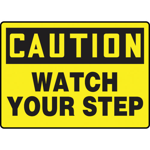 Sign, Caution Watch Your Step, 10″ × 14″, Plastic - Caliber Tooling