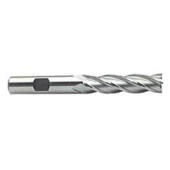 2 Dia. x 6-1/2 Overall Length 8-Flute Square End High Speed Steel SE End Mill-Round Shank-Non-Center Cut-Uncoated - Caliber Tooling