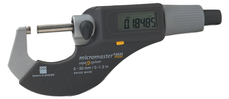 1 - 2" / 25 - 50mm Measuring Range - .0002 Accur. - Friction Thimble - Carbide Face - Micromaster Electronic Outside Micrometer - Caliber Tooling