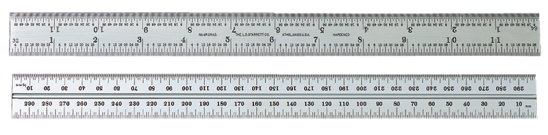 #CB12-16R - 12'' - 16R Graduation - Chrome - Combination Square Blade - Caliber Tooling