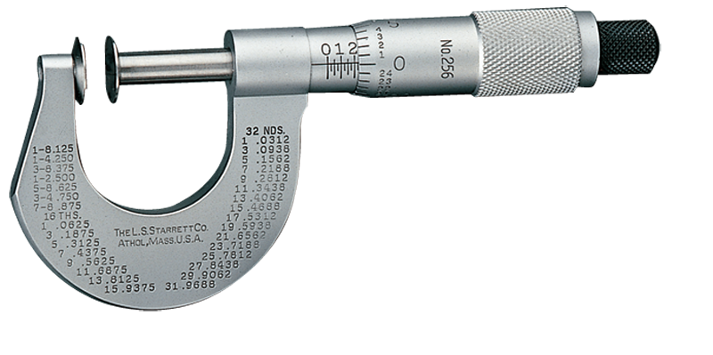 #256MRL-50 -  25 - 50mm Measuring Range - .01mm Graduation - Ratchet Thimble - High Speed Steel  Face - Disc Micrometer - Caliber Tooling