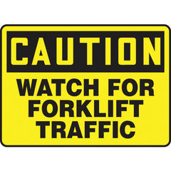 Sign, Caution Watch For Forklift Traffic, 7″ × 10″, Plastic - Caliber Tooling