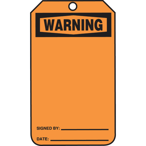 Safety Tag, Warning (Blank), 25/Pk, Cardstock - Caliber Tooling