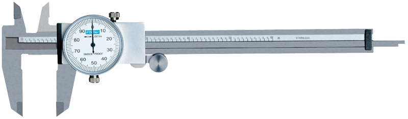 0 - 4'' Measuring Range (.001" Grad.) - Shockproof Steel Dial Caliper - #52-008-714 - Caliber Tooling