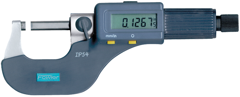 0 - 1"/0 - 25mm Measuring Range - .00005"/.001mm Resolution - Friction Thimble - Carbide Face - Electronic Coolant Proof Outside Micrometer with SPC - Caliber Tooling