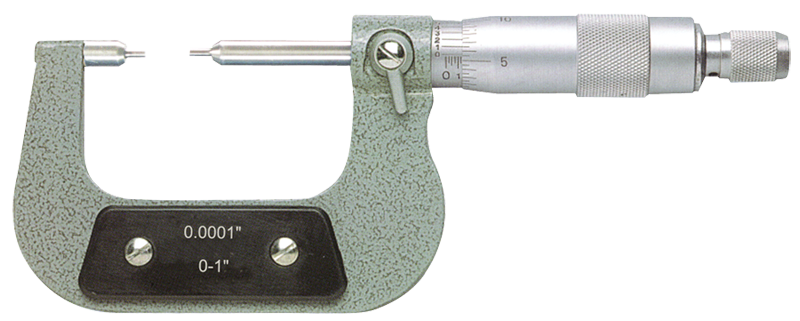 0 - 1'' Measuring Range - .0001 Graduation - Ratchet Thimble - Carbide Face - Spline Micrometer - Caliber Tooling