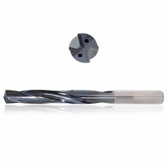 0.4844 mm Dia. × 14 mm Shank × 182 mm Flute Length × 230 mm OAL, 12xD, 135°, Sistral, 2 Flute, Coolant Thru, h6, Cylindrical, Solid Carbide Drill