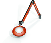 Green-Lite® 5" Brilliant Orange Round LED Magnifier; 43" Reach; Table Edge Clamp - Caliber Tooling