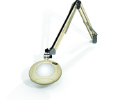 Green-Lite® 5" Shadow White Round LED Magnifier; 43" Reach; Table Edge Clamp - Caliber Tooling