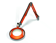 Green-Lite® 6" Brilliant Orange Round LED Magnifier; 43" Reach; Table Edge Clamp - Caliber Tooling