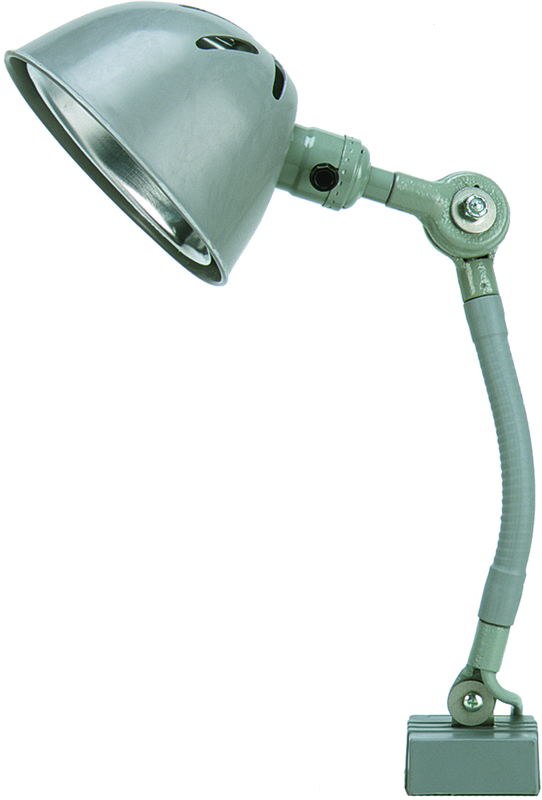 9" Uniflex Machine Lamp; 120V, 60 Watt Incandescent Light, Magnetic Base, Oil Resistant Shade, Gray Finish - Caliber Tooling