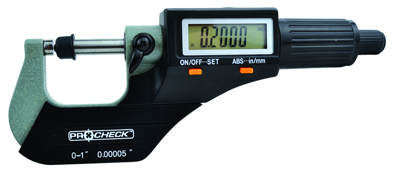 IP40 Electronic Micrometer - 1-2"/50.8mm Range - .00005"/.001mm Resolution - Output S4 Connector - Caliber Tooling