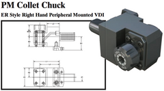 PM Collet Chuck (ER Style Right Hand Peripheral Mounted VDI) - Part #: PM53.3025ER - Caliber Tooling